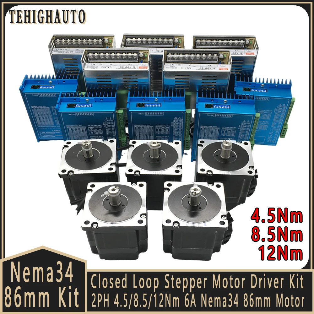 Hybrid Servo Driver Nema 34 8.5Nm - Nema34 86 mm stappenmotorset met gesloten