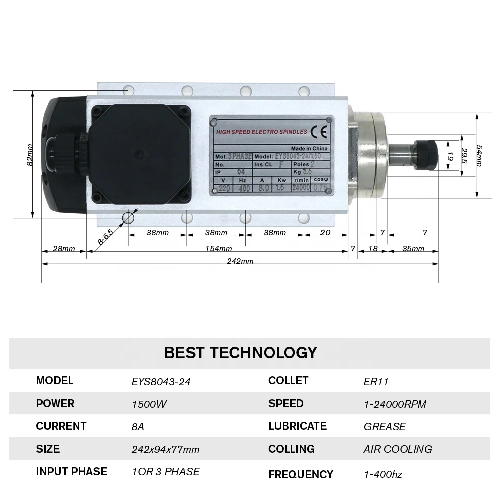 HLTNC 1,5kW Flash airgekoelde  - Air Cooled 1.5Kw Spindle Motor Inverter 110V recensie en prijs